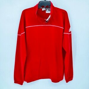 Adidas Mens M STM 1/4 Snap Pullover Red Sample HH7416 Size Medium Long Sleeve